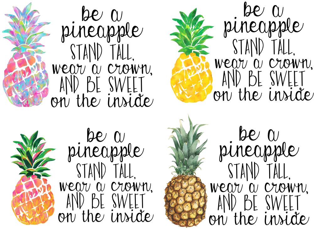 (112-02-F) Be a Pineapple Stand Tall Wear a Crown and Be Sweet on the Inside 4 Style Options