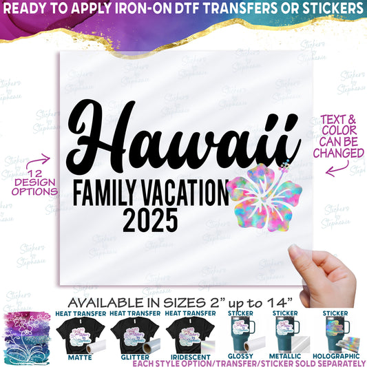 (s112-6) Family Vacation Tropical Pineapple Flip Flops Starfish Turtle Hibiscus Watercolor