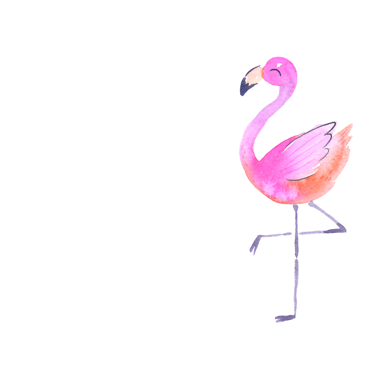 (s112-7A) Family Custom Text Watercolor Flamingo