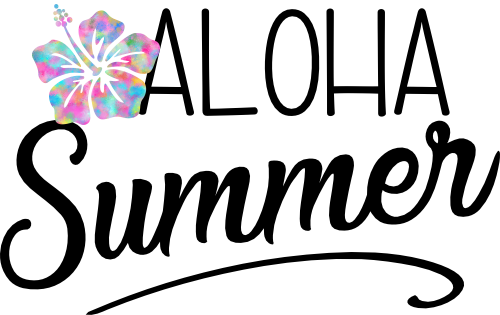 (112-02-E) Aloha Summer Tropical Watercolor Hibiscus Plumeria