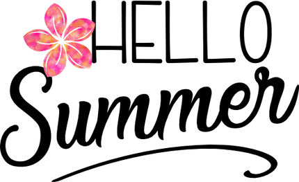 (112-02-D) Hello Summer Tropical Watercolor Hibiscus Plumeria