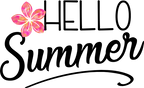 (112-02-D) Hello Summer Tropical Watercolor Hibiscus Plumeria