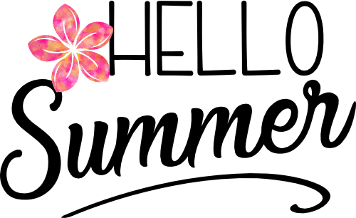 (112-02-D) Hello Summer Tropical Watercolor Hibiscus Plumeria