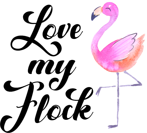 (112-08-B) Love My Flock Watercolor Flamingo