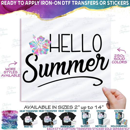 (s112-5) Hello Aloha Summer Tropical Watercolor Hibiscus Plumeria