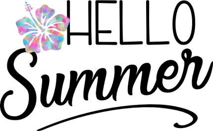 (112-02-D) Hello Summer Tropical Watercolor Hibiscus Plumeria