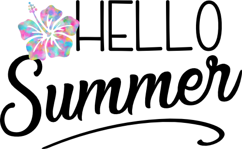 (112-02-D) Hello Summer Tropical Watercolor Hibiscus Plumeria