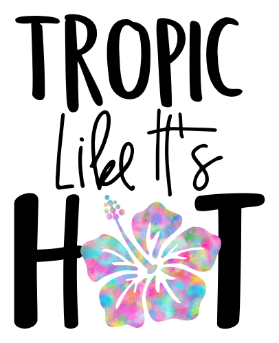 (112-02-C) Tropic Like It's Hot Watercolor Hibiscus or Plumeria