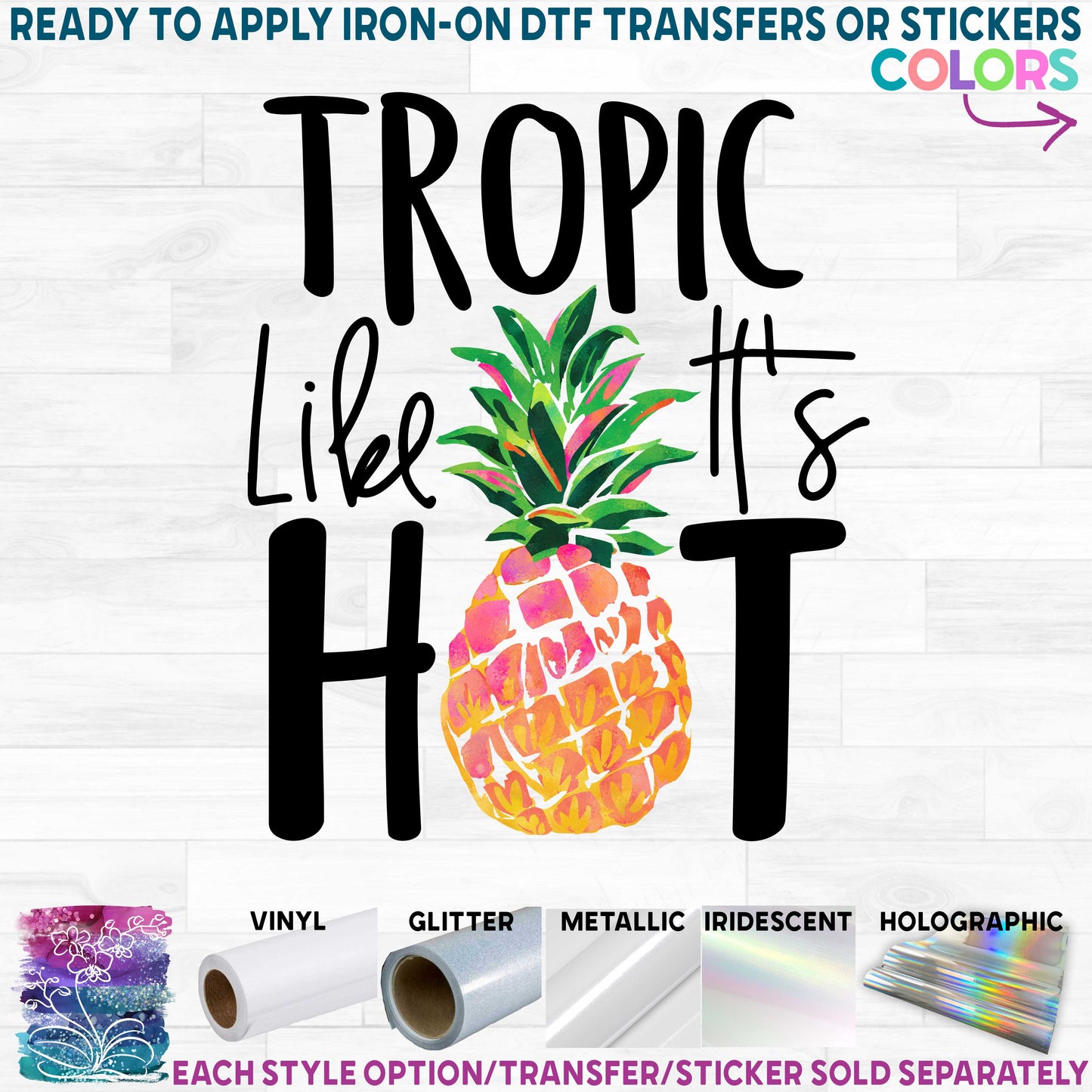 (s112-4) Tropic Like It's Hot Watercolor Pineapple