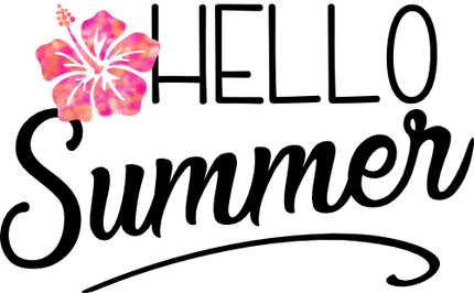 (112-02-D) Hello Summer Tropical Watercolor Hibiscus Plumeria