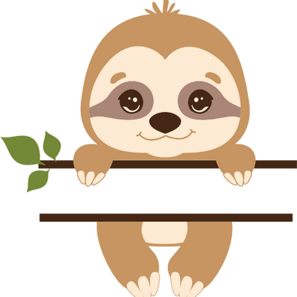 (s114-2G) Cute Baby Sloth Full Color Split Custom Text Name