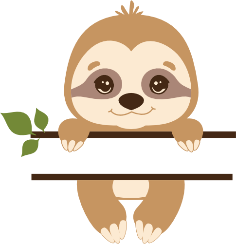 (s114-2G) Cute Baby Sloth Full Color Split Custom Text Name