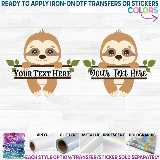 (s114-2G) Cute Baby Sloth Full Color Split Custom Text Name