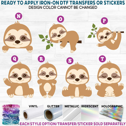 (s114-1) Cute Baby Sloth Printed Heat Transfer or Sticker