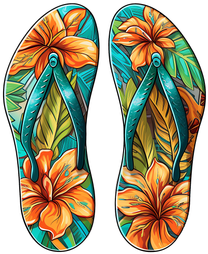 (115-3-H) Floral Flip Flops