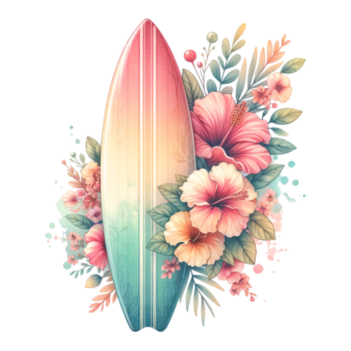 (s115-4-E)  Surfboard Flowers