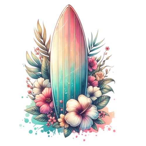 (s115-4-F) Surfboard Flowers
