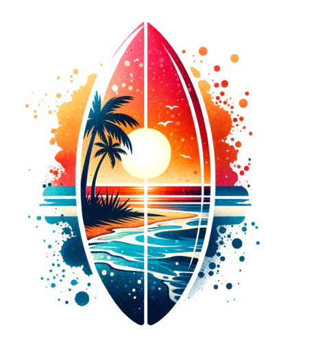 (s115-4-P) Surfboard Sunset