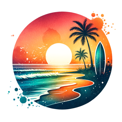 (s115-4-R) Surfboard Sunset