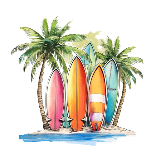 (s115-4-T) Surfboards Palm Trees