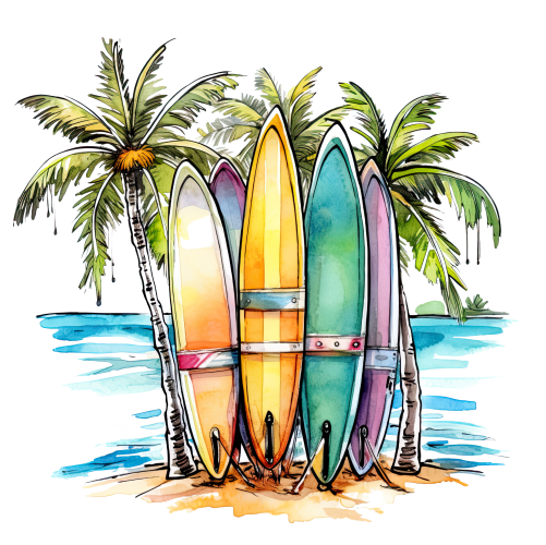 (s115-4-U) Surfboards Palm Trees