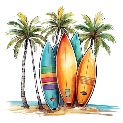(115-04) Surfboards Palm Trees
