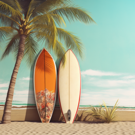 (115-04-Y) Surfboards Palm Trees