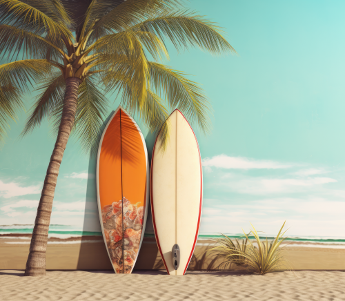 (s115-4-Y) Surfboards Palm Trees