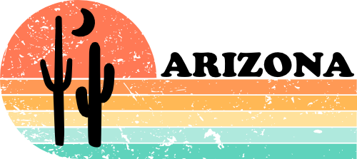 (115-06-A) Distressed Retro Sunset Cactus Arizona or Custom Text