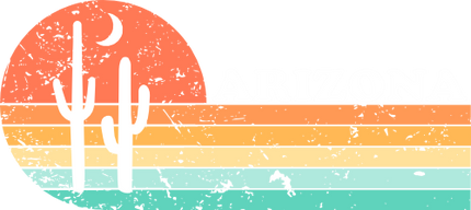 (115-06-A) Distressed Retro Sunset Cactus Arizona or Custom Text