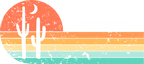 (115-06-A) Distressed Retro Sunset Cactus Arizona or Custom Text