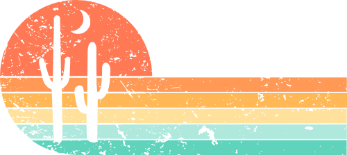 (115-06-A) Distressed Retro Sunset Cactus Arizona or Custom Text