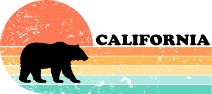(115-06-B) Distressed Retro Sunset Bear California or Custom Text