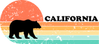(115-06-B) Distressed Retro Sunset Bear California or Custom Text