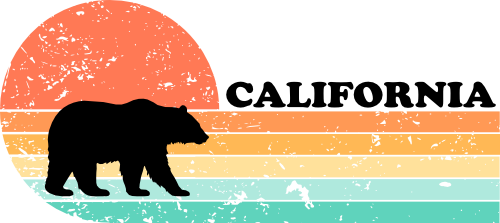 (115-06-B) Distressed Retro Sunset Bear California or Custom Text