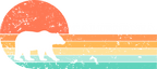 (115-06-B) Distressed Retro Sunset Bear California or Custom Text