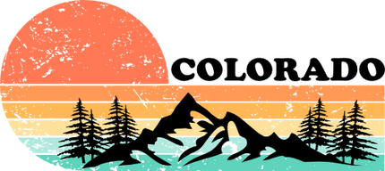 (115-06-C) Distressed Retro Sunset Mountains Colorado or Custom Text