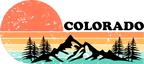 (115-06-C) Distressed Retro Sunset Mountains Colorado or Custom Text