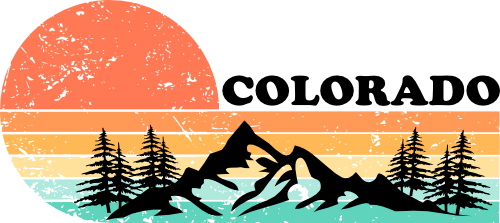 (115-06-C) Distressed Retro Sunset Mountains Colorado or Custom Text