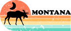 (115-06-D) Distressed Retro Sunset Moose Montana or Custom Text