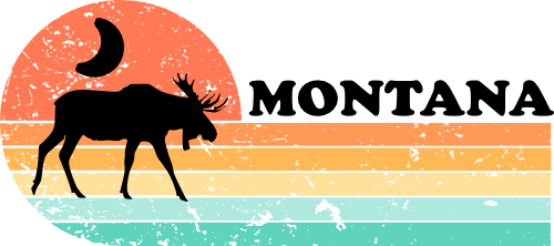 (115-06-D) Distressed Retro Sunset Moose Montana or Custom Text