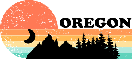 (115-06-F) Distressed Retro Sunset Mountains Oregon or Custom Text