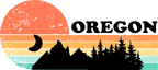 (115-06-F) Distressed Retro Sunset Mountains Oregon or Custom Text