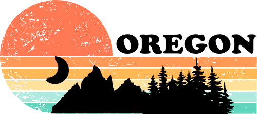 (115-06-F) Distressed Retro Sunset Mountains Oregon or Custom Text