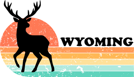 (115-06-G) Distressed Retro Sunset Deer Buck Wyoming