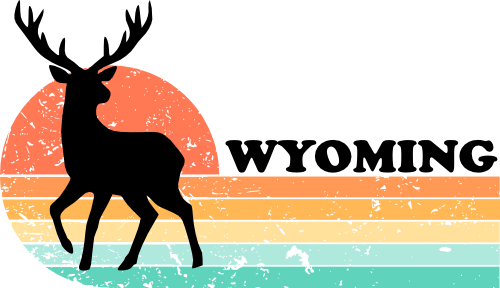 (s115-6-G) Distressed Retro Sunset Deer Buck Wyoming