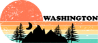(115-06-H) Distressed Retro Sunset Mountains Washington or Custom Text