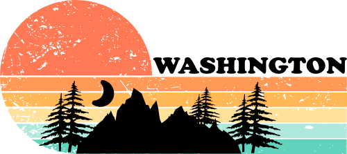 (115-06-H) Distressed Retro Sunset Mountains Washington or Custom Text