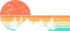 (115-06-H) Distressed Retro Sunset Mountains Washington or Custom Text