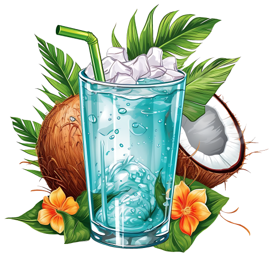 (s115-7-L) Blue Tropical Drink Coconut